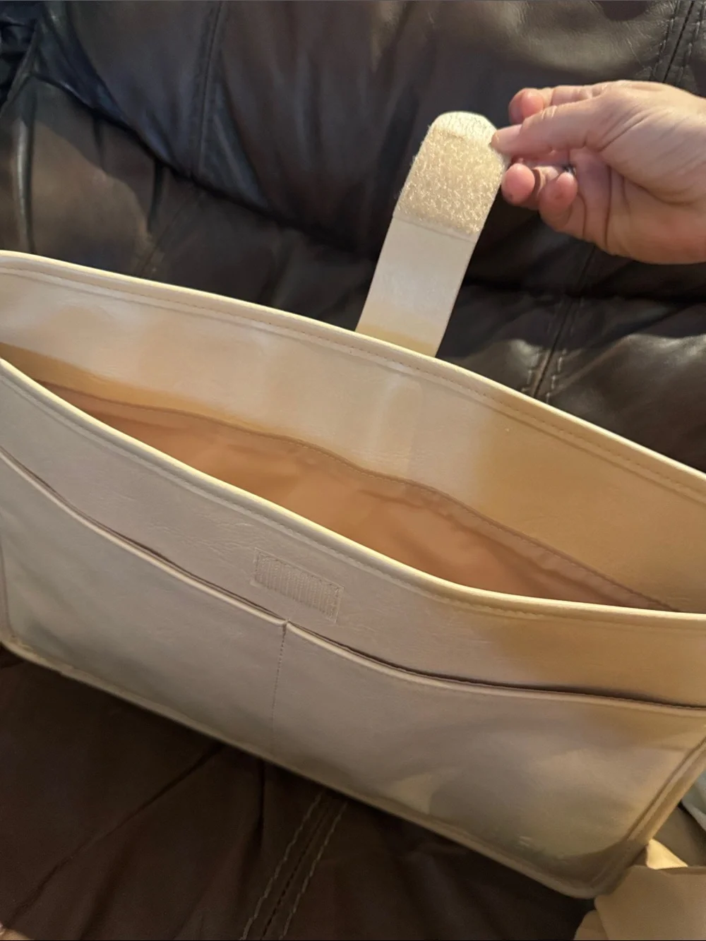 BEIS Cream Tablet Folio with Secure Strap and Organizer
